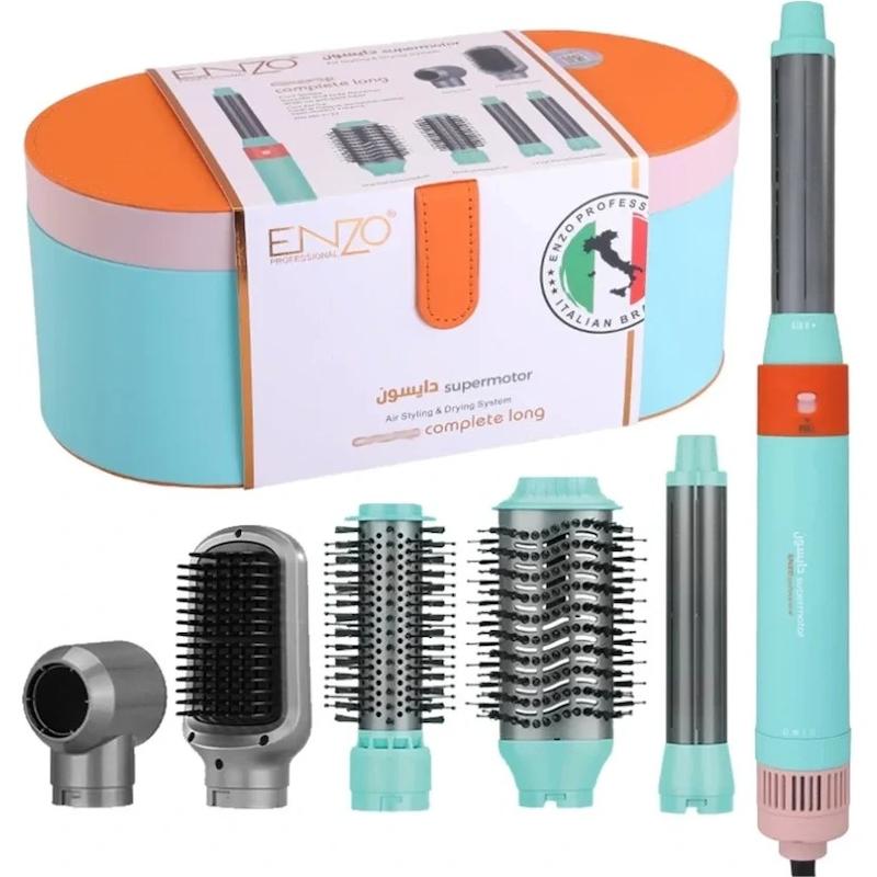 سشوار ایررپ 6 کاره انزو طرح دایسون EN-4133 آبی پاستیلی Enzo Airwrap EN-4133