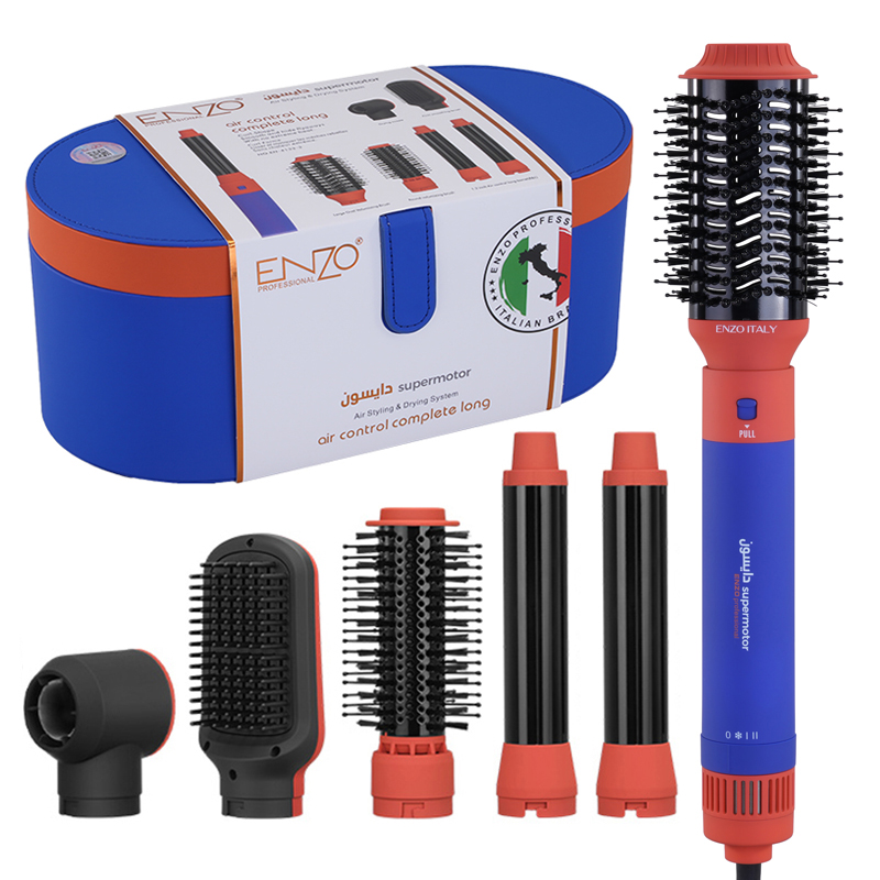 سشوار ایررپ 6 کاره انزو طرح دایسون EN-4133 آبی کاربنی Enzo Airwrap EN-4133