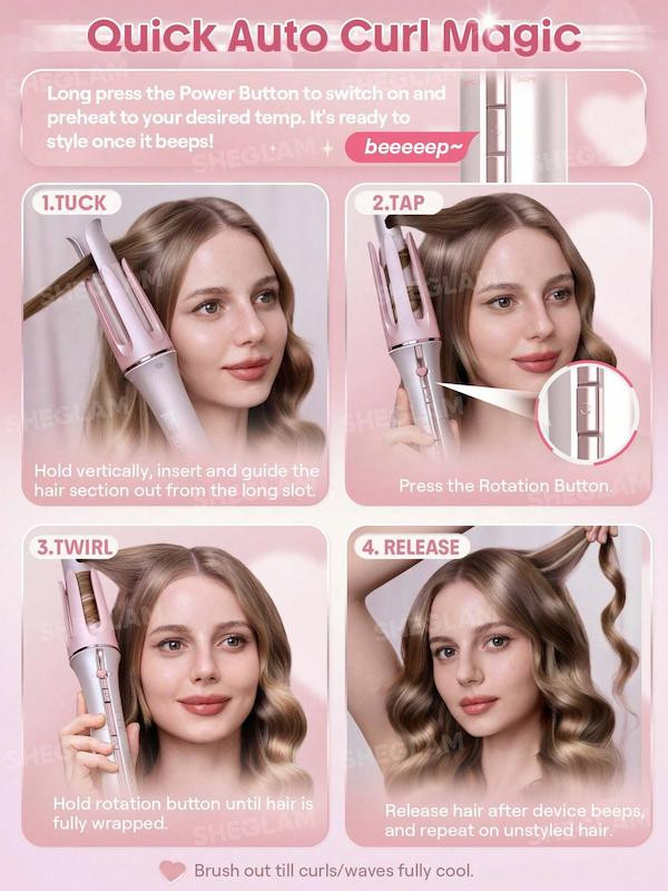 دستگاه کرلی (فر کننده مو) صورتی اصل شیگلم سایر 19 ، 25 و 32 میل